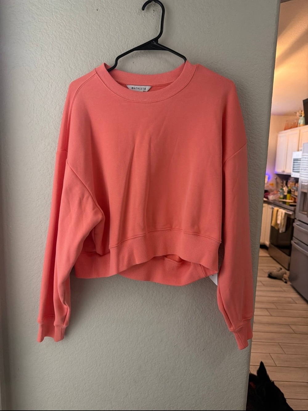 Athleta Coral Pink Cropped Sweatshirt